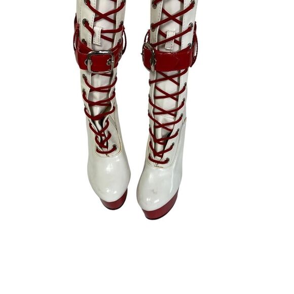 Funtasma Medic boots 6 Pleaser Wht/ Red lace up, zip, buckles - Picture 4 of 9